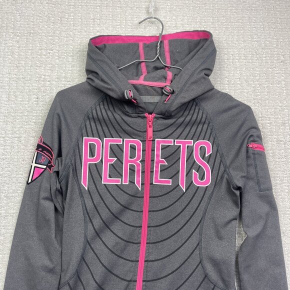 Y2K Joshua Perets Full Zip Tech Hoodie Emo Goth 2000's Sz Small Grey / Pink - Picture 5 of 12